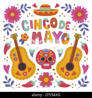 Handgezeichnete Cinco de Mayo Illustration Vektor Illustration. Stock Vektor