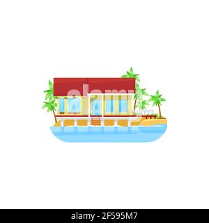 Haus am Wasser, Bungalow am Meer, Villa am Strand Stock Vektor