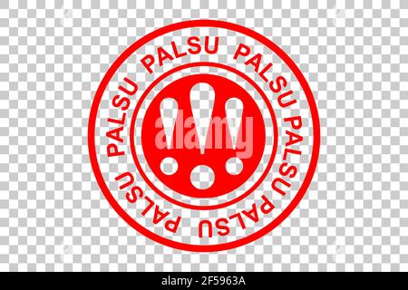 Vektor Red Circle Rubber Stamp, Palsu oder Fälschung in indonesien Sprache Stock Vektor