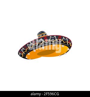 Mexikanischer Sombrero-Hut, isolierte Cartoon-Vektor-Ikone Stock Vektor