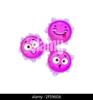 Cartoon-Virus-Zell-Vektor-Symbol, niedliche Baby-Bakterien Stock Vektor
