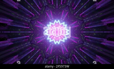 4K UHD Tunnel mit leuchtenden Streifen 3D Abbildung Stockfoto