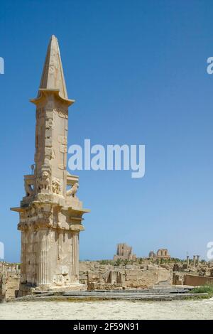 Mausoleum von Bes, Sabrata, Libyen Stockfoto