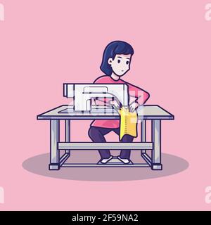 Schneidernähkleid. Premium-Vektor-Illustration Stock Vektor