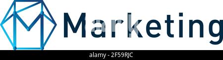 Buchstabe M Marketing Logo Design Vorlage Blau Professional Business Network Technologie Moderner Geometrischer Typ Linie Sechskant Gradient Stock Vektor