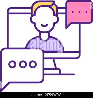 Online-Dating-Chat-App RGB-Farbsymbol. Stock Vektor