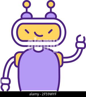 Lächelndes RGB-Farbsymbol des virtuellen Assistenten. Stock Vektor