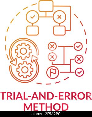 Trial-and-Error-Methode rotes Gradientenkonzept-Symbol Stock Vektor