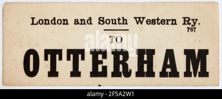 Vintage Midland & South Western Railway Train Label - Von Von London nach Otterham Stockfoto