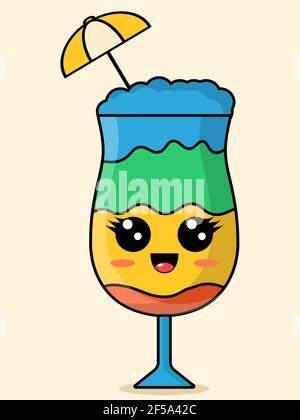 Niedlicher Cartoon-Cocktail. Vektorgrafik. Stock Vektor