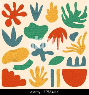 Großer Satz von Hand gezeichnet verschiedene bunte Formen Stock Vektor