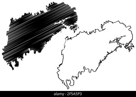 Grainger County, State of Tennessee (U.S. County, United States of America, USA, U.S., US) Kartenvektordarstellung, Scribble-Skizze Grainger-Karte Stock Vektor