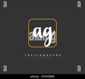 AG Initial Letter Handschrift und Unterschrift Logo. Ein Konzept handschriftlich Initiallogo mit Template-Element. Stock Vektor