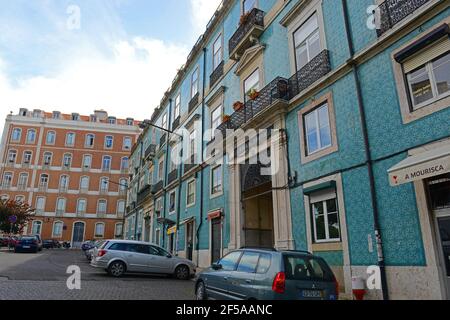 Historisches Villa Sousa Gebäude am Largo da Graca im historischen Zentrum von Lissabon, Portugal. Stockfoto