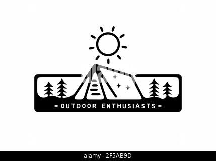 Camping Zelt in rechteckiger Form Linie Kunst Illustration Design Stock Vektor