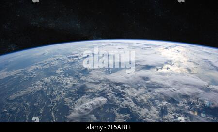 Blick auf den Planeten Erde im Weltraum. Elemente dieses Bildes, die von der NASA eingerichtet wurden. Stockfoto