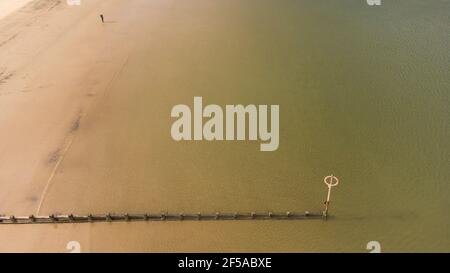 Luftaufnahme des Strandes von Portobello in Edinburgh. Kredit: Euan Cherry Stockfoto