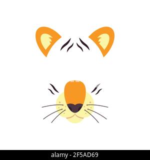 Sei ein Tiger auf der Party. Maske. Vektorgrafik isoliert auf weißem Hintergrund. Stock Vektor