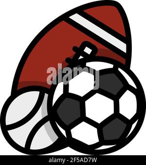 Symbol „Sportbälle“. Editierbare Fettformatier Umriss Mit Farbfülldesign. Vektorgrafik. Stock Vektor