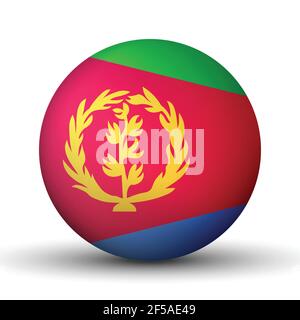 Glaskugel mit Flagge von Eritrea. Runde Kugel, Vorlagensymbol. Eritreischen nationalen Symbol. Glänzende realistische Kugel, abstrakte 3D-Vektordarstellung Stock Vektor