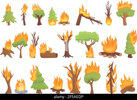 Symbol für brennenden Wald. Cartoon von brennenden Wald Vektor-Symbol für Web-Design isoliert auf weißem Hintergrund Stock Vektor