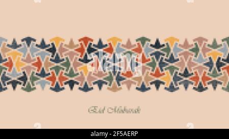 Eid Mubarak Poster, Banner oder Grußkarten Design. Vektor-Illustration von abstrakten Hintergrund mit traditionellen bunten geometrischen islamischen Ornament Stock Vektor