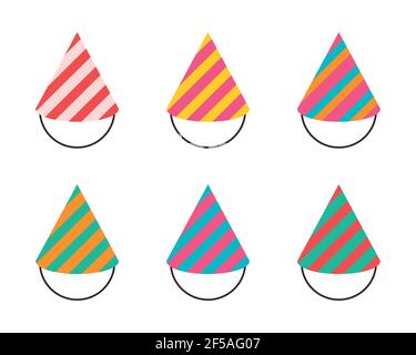 Vector Party Hut Weihnachtshut auf weißem Hintergrund, Set. Stock Vektor