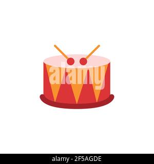 Abbildung einer großen Spielzeugtrommel auf weißem Hintergrund. Stock Vektor