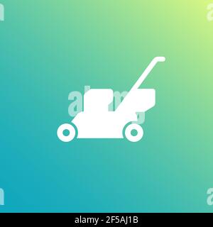 Weißes Symbol für Rasenmäher-Vektor Stock Vektor