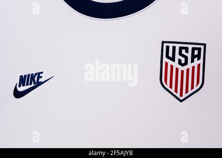 Nahaufnahme des USMNT Nike Heimtrikots 2021 Stockfoto