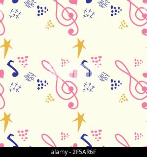 Klassische musikalische Muster, mit Noten und Violinschlüssel, tolle Designs für jeden Zweck. Abstrakte Retro-Struktur. Musterausweis Stock Vektor