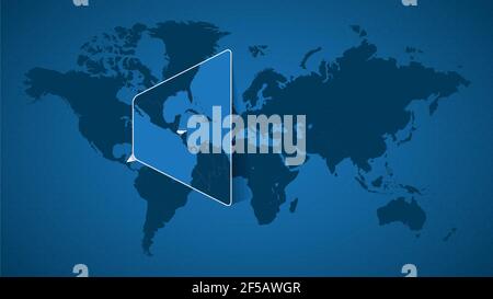 Detaillierte Weltkarte mit vergrößerter Karte von Honduras und den Nachbarländern. Honduras Flagge und Karte. Stock Vektor