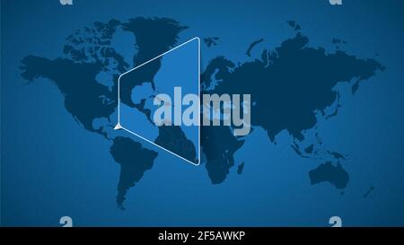Detaillierte Weltkarte mit vergrößerter Karte von Jamaika und den Nachbarländern. Jamaika Flagge und Karte. Stock Vektor