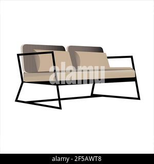 Loft-Stil Sofa auf einem Metallrahmen isoliert auf einem weißen Hintergrund. Vektor Stock Vektor