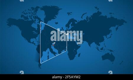 Detaillierte Weltkarte mit vergrößerter Karte von Slowenien und den Nachbarländern. Slowenien Flagge und Karte. Stock Vektor