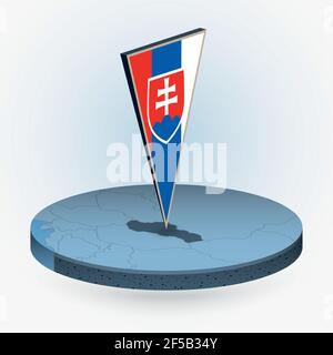 Slowakei Karte in runden isometrischen Stil mit dreieckigen 3D Flagge der Slowakei, Vektor-Karte in blauer Farbe. Stock Vektor