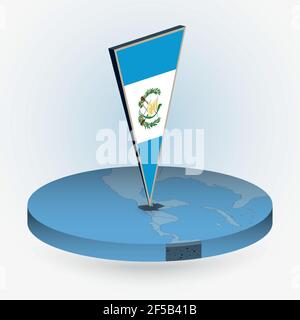 Guatemala Karte im runden isometrischen Stil mit dreieckiger Flagge von Guatemala 3D, Vektorkarte in blauer Farbe. Stock Vektor