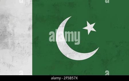 Pakistanische Nationalflagge im Grunge-Stil Stock Vektor