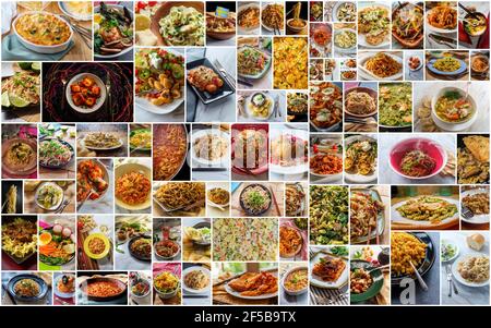 Riesige Welt Küche Pasta und Nudel Collage Hintergrund Stockfoto