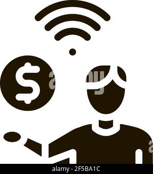 Kostenpflichtige WiFi-Dienste Symbol Vektor Glyph Illustration Stock Vektor