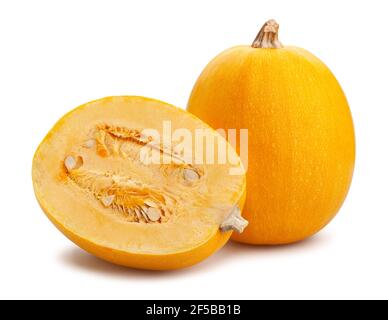 Sliced Spaghetti Squash Pfad isoliert auf weiß Stockfoto