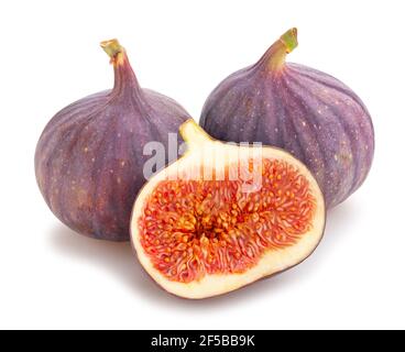 In Scheiben geschnittener Figs-Pfad isoliert auf Weiß Stockfoto