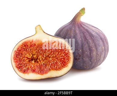 In Scheiben geschnittener Figs-Pfad isoliert auf Weiß Stockfoto