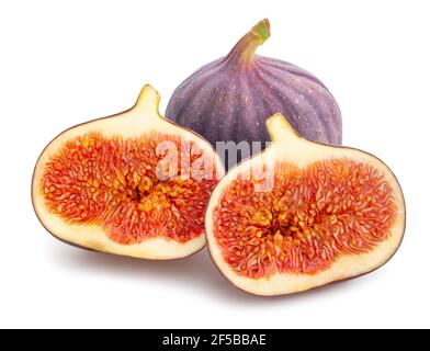 In Scheiben geschnittener Figs-Pfad isoliert auf Weiß Stockfoto