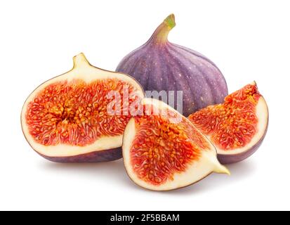 In Scheiben geschnittener Figs-Pfad isoliert auf Weiß Stockfoto