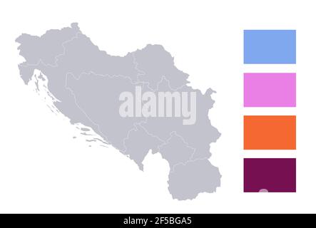 Infografiken von Jugoslawien Karte, einzelne Regionen leer Stockfoto