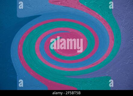 Wirbelnde abstrakte Farbmuster Hintergrund blau, grün und rosa Farbmischungen. Stockfoto