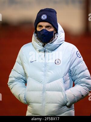 Chelsea-Manager Thomas Tuchel spielte beim FA Cup 5th-Rundspiel hinter verschlossenen Türen zwischen Barnsley und Chelsea in Oakwell, Barnsley, England Stockfoto