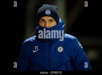 Chelsea-Manager Thomas Tuchel spielte beim FA Cup 5th-Rundspiel hinter verschlossenen Türen zwischen Barnsley und Chelsea in Oakwell, Barnsley, England Stockfoto