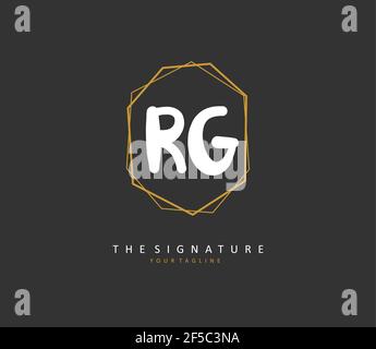 RG Initial Brief Handschrift und Unterschrift Logo. Ein Konzept handschriftlich Initiallogo mit Template-Element. Stock Vektor